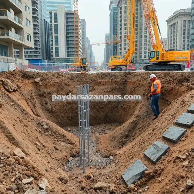 خدمات تخریب و خاکبرداری و پایدارسازی گود در مناطق شهری پرترافیک به روش نیلینگ